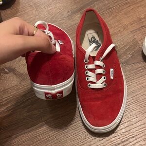 Vans Red Suede Sneakers with White Details